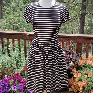 Peter Som Black and White Striped Knit Dress
